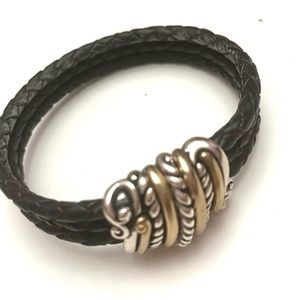 Leather Carolyn Pollack magnetic closure bracelet in excellent condition